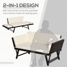 Load image into Gallery viewer, Outsunny 2-in-1 Rattan Convertible Sofa Daybed – Stylish Outdoor Relaxation
