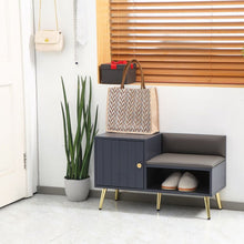 Load image into Gallery viewer, Stylish Shoe Bench with Cushion &amp; Storage – Modern Entryway Organizer in Grey
