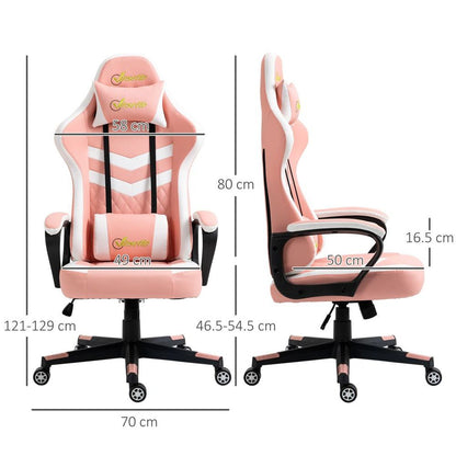 Vinsetto Pink Racing Gaming Chair w/ Lumbar Support - Comfort Meets Style!