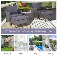 Load image into Gallery viewer, Stylish 5-Piece Grey Rattan Furniture Set with Steel Frame &amp; Cushions
