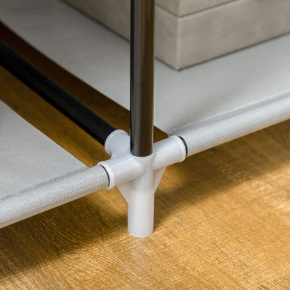 Light Grey Portable Fabric Wardrobe with 6 Shelves & Hanging Rail - Multi-Storage