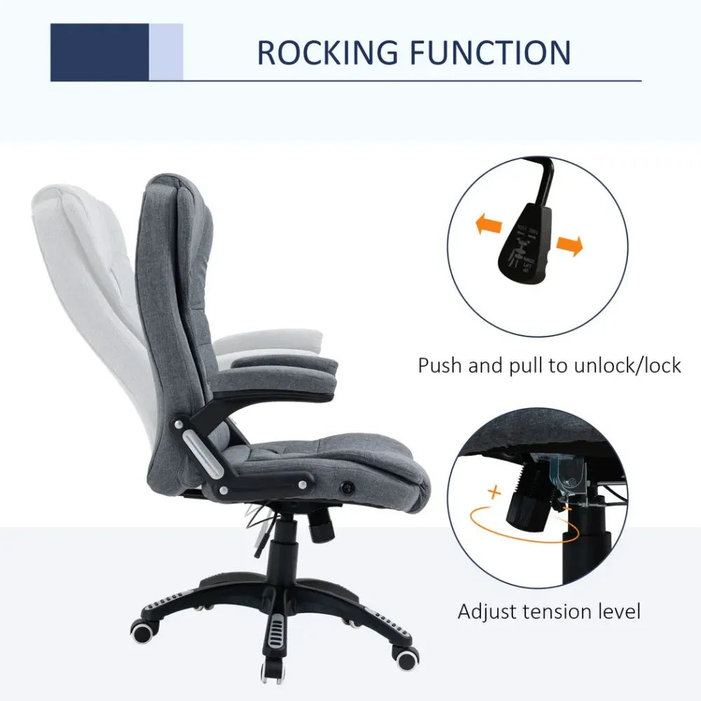 Luxurious High Back Office Chair with Swivel Wheels - Dark Grey Comfort