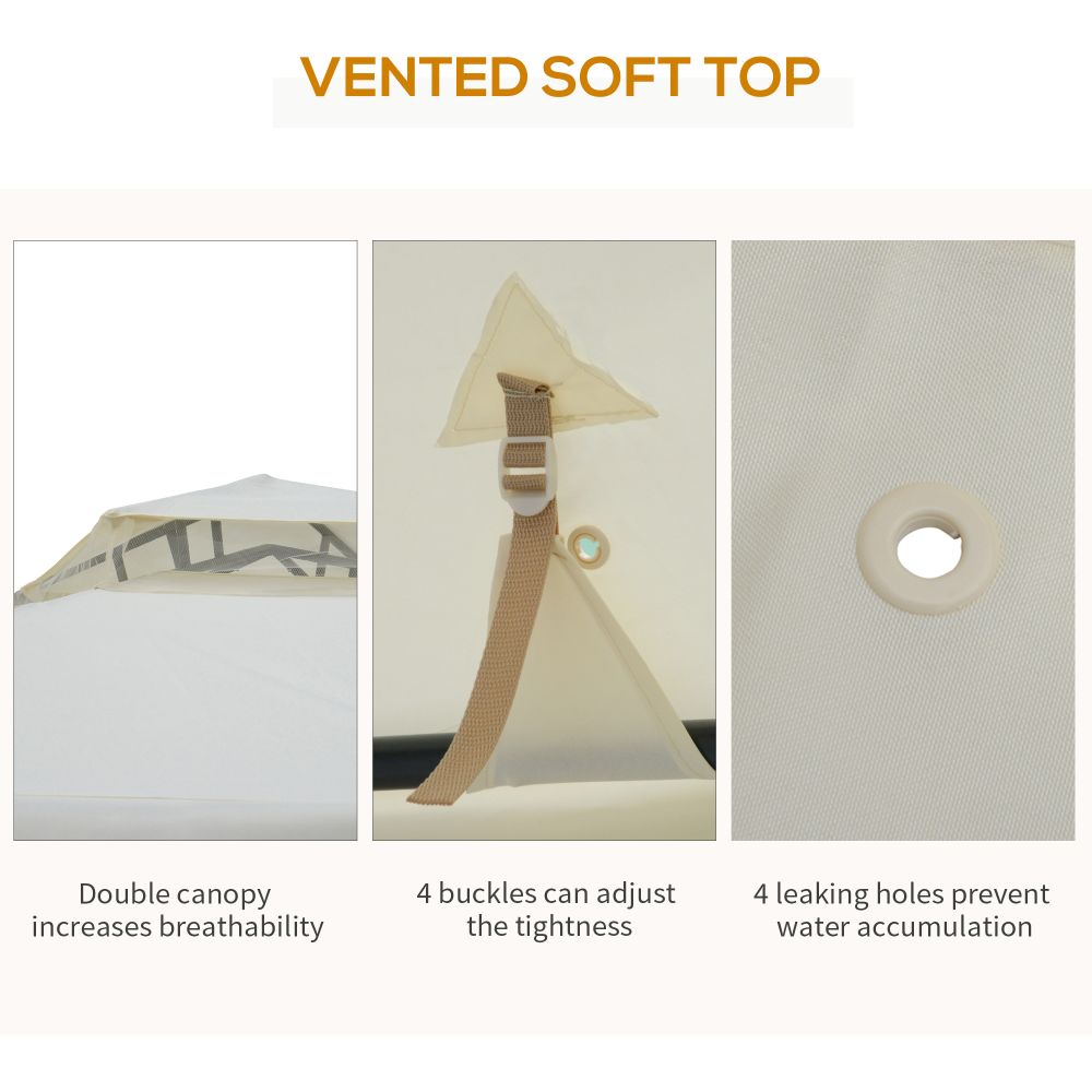 Outsunny 3x3m Cream White Garden Gazebo - Stylish UV Protection & Netting