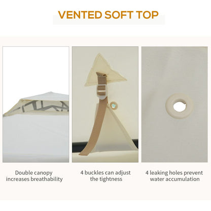 Outsunny 3x3m Cream White Garden Gazebo - Stylish UV Protection & Netting