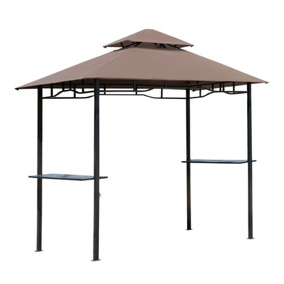 Outsunny 8ft Double-Tier BBQ Gazebo Tent with Shelves & Built-In Opener