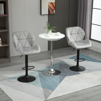 Stylish Adjustable Height Bar Stool Set of 2 - Light Grey Fabric Comfort