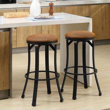 Load image into Gallery viewer, Retro Comfort: Set of 2 Microfiber Bar Stools with Swivel Steel Legs
