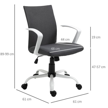 Ergonomic Dark Grey Linen Swivel Desk Chair - Adjustable & Comfortable Office Seat