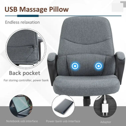 Ergonomic Massage Office Chair: Adjustable & USB-Powered Comfort Station