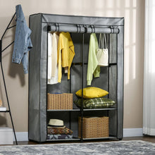 Load image into Gallery viewer, Versatile Portable Fabric Wardrobe with Shelves &amp; Hanging Rails - Light Grey
