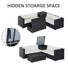 Load image into Gallery viewer, Outdoor 6-Piece Rattan Sofa Set with Cushions - Modern Black/Beige Design
