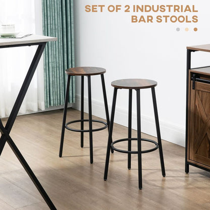 Industrial Chic Bar Stools Set of 2 - Perfect for Kitchen & Dining Spaces!