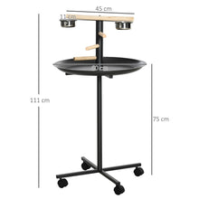 Load image into Gallery viewer, Portable Bird Play Stand with Wooden Perches &amp; Stainless Steel Feeder Bowls
