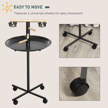 Load image into Gallery viewer, Portable Bird Play Stand with Wooden Perches &amp; Stainless Steel Feeder Bowls
