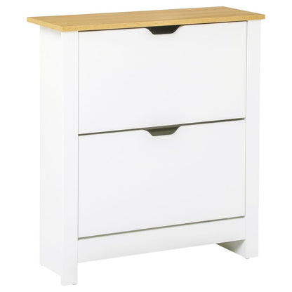 Stylish HOMCOM 12-Pair Shoe Storage Cabinet with 4 Shelves & 2 Drawers - White