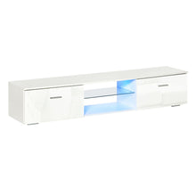 Load image into Gallery viewer, Modern HOMCOM LED TV Stand - High Gloss White Cabinet with Remote Control
