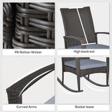 Load image into Gallery viewer, Outsunny Modern PE Rattan Outdoor Rocking Chair with Cushion - Grey Elegance

