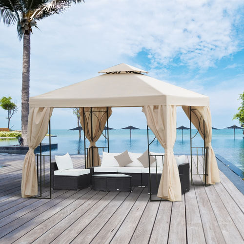 Outsunny 3x3m Metal Gazebo: Elegant Sun Shade for Outdoor Parties & Relaxation