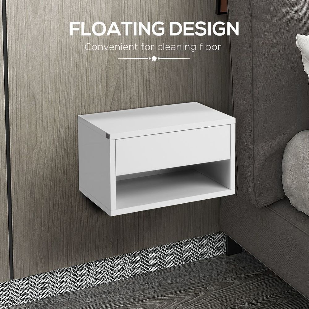Dual Floating Bedside Tables with Drawers - Space-Saving Wall-Mounted Design