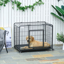 Load image into Gallery viewer, Secure &amp; Spacious 78x109cm Metal Dog Cage with Locking Door &amp; Wheels
