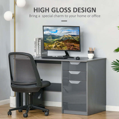 Modern Grey Computer Desk with Storage Drawers for Stylish Workspaces