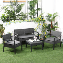 Load image into Gallery viewer, Stylish 4-Piece Rattan-Effect Garden Sofa Set with Cushions by Outsunny
