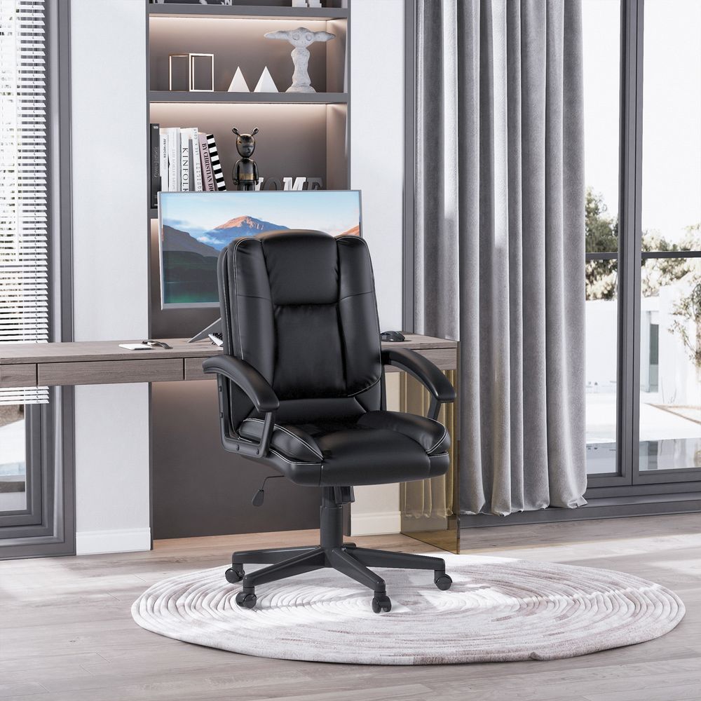 Premium Swivel Executive Office Chair - Ergonomic PU Leather, Adjustable Height