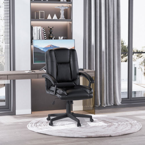 Premium Swivel Executive Office Chair - Ergonomic PU Leather, Adjustable Height