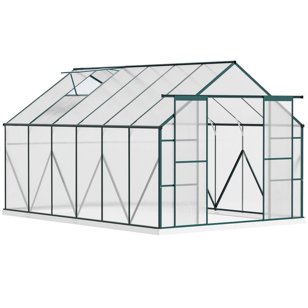 Customizable 8x12ft Polycarbonate Walk-in Greenhouse with Double Sliding Doors