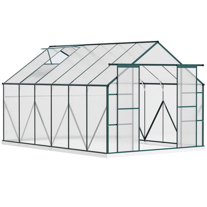 Customizable 8x12ft Polycarbonate Walk-in Greenhouse with Double Sliding Doors