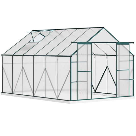Customizable 8x12ft Polycarbonate Walk-in Greenhouse with Double Sliding Doors