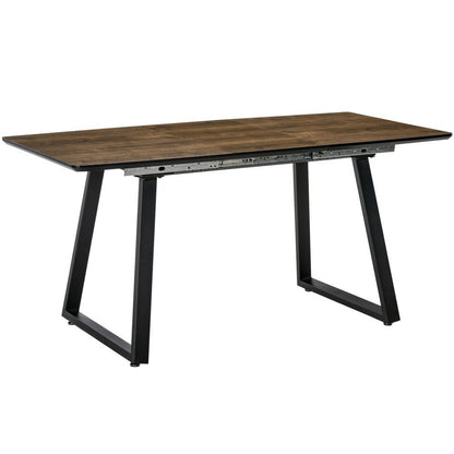 Stylish Extendable Dining Table: Industrial Wood & Metal Design for 4-6 Seats