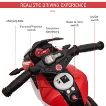 Load image into Gallery viewer, Lightning Red Kids Electric Motorcycle: Safe 6V Ride-On with Music &amp; Lights!
