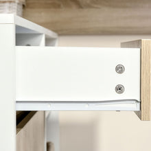 Load image into Gallery viewer, Space-Saving L-Shaped Oak &amp; White Computer Desk with Storage Solutions
