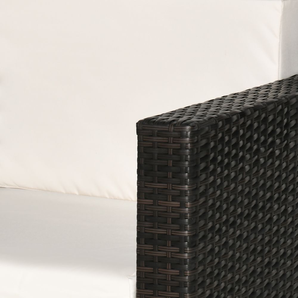 Cozy Rattan Garden Armchair - Fire-Resistant with Plush Cushions & Supportive Design