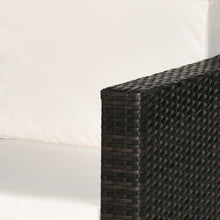 Load image into Gallery viewer, Cozy Rattan Garden Armchair - Fire-Resistant with Plush Cushions &amp; Supportive Design
