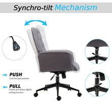 Load image into Gallery viewer, Adjustable Mid Back Office Chair with Armrests - Stylish Grey Linen Comfort
