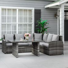 Load image into Gallery viewer, Elegant 5-Seater All-Weather Rattan Patio Dining Set with Cushions
