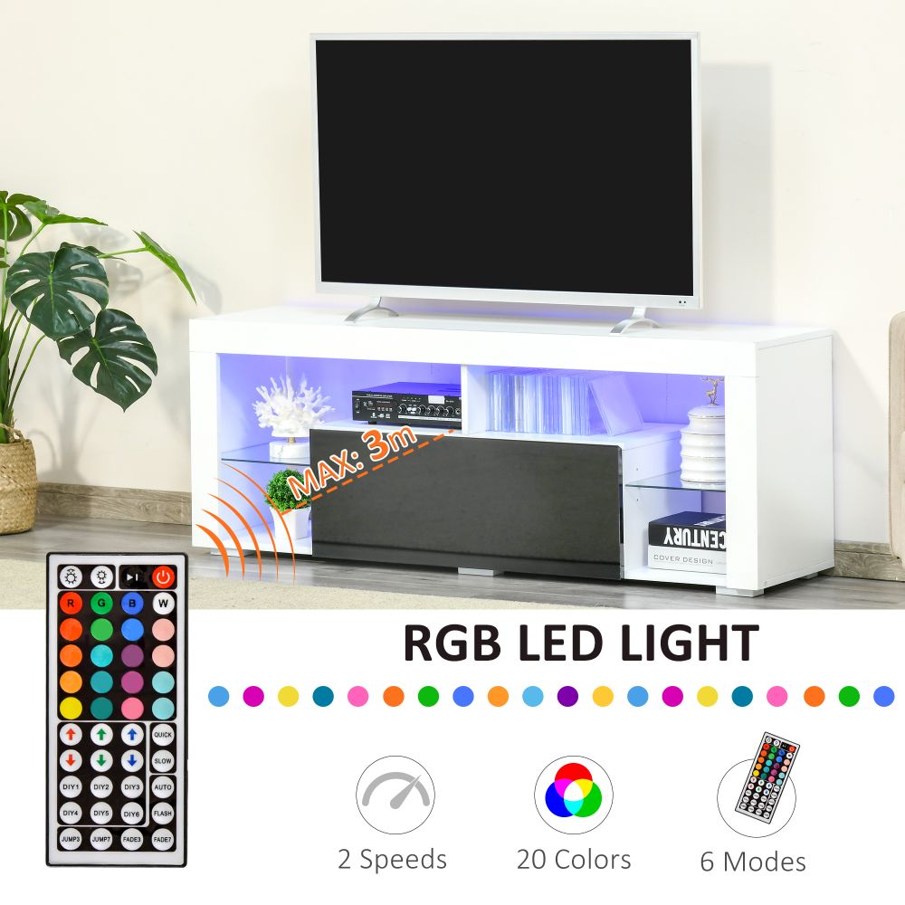 HOMCOM 140cm High Gloss TV Stand with RGB LED Lighting & Ample Storage