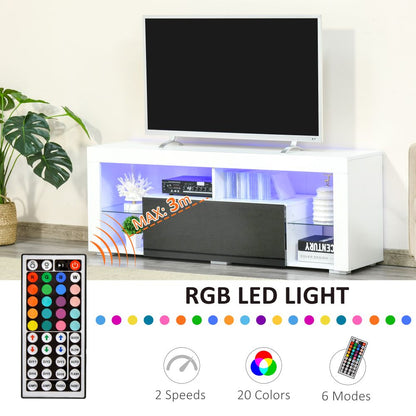HOMCOM 140cm High Gloss TV Stand with RGB LED Lighting & Ample Storage