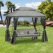 Load image into Gallery viewer, Transformative 3-Seater Swing Chair Hammock with Canopy &amp; Cushions - Grey

