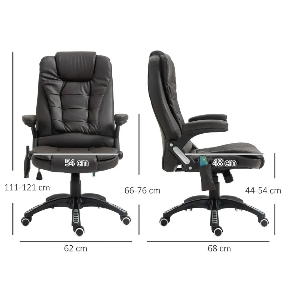 Luxury Heated Massage Office Chair - Reclining PU Leather Executive Comfort