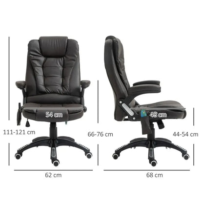 Luxury Heated Massage Office Chair - Reclining PU Leather Executive Comfort