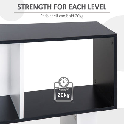 Stylish 5-Tier S-Shape Bookcase - Versatile Shelf & Room Divider in Black