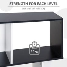 Load image into Gallery viewer, Stylish 5-Tier S-Shape Bookcase - Versatile Shelf &amp; Room Divider in Black
