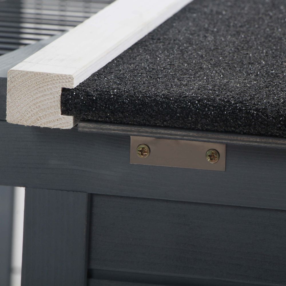 Cozy PawHut Guinea Pig Hutch with Open Roof & Spacious Run - Safe Play Space!