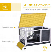 Load image into Gallery viewer, Elevated 2-Floor Indoor Rabbit Hutch with Wheels - Cozy &amp; Compact Design
