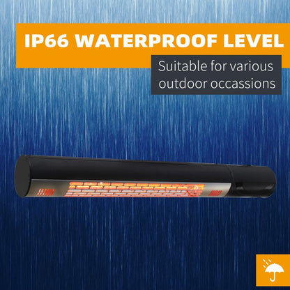 1500W Wall-Mounted Electric Halogen Heater with Remote for Outdoor Comfort