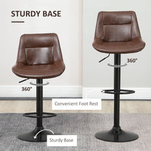 Load image into Gallery viewer, Elegant 360° Swivel Kitchen Stools - Set of 2, Brown PU Leather Comfort

