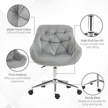 Load image into Gallery viewer, Velvet Home Office Chair Comfy Desk Chair w/ Adjustable Height Armrest Grey
